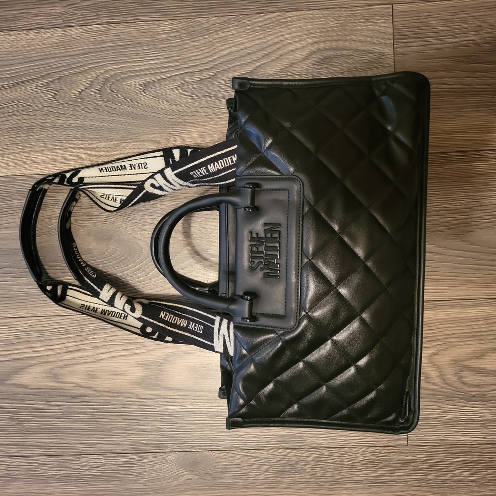 Steve Madden Black Quilted Satchel